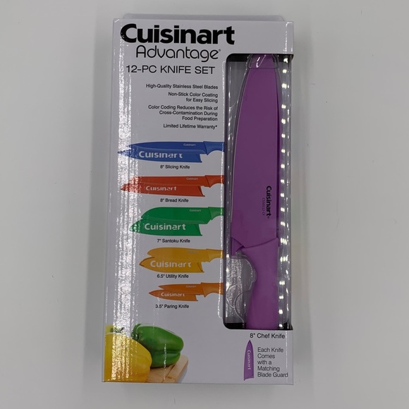 Cuisinart Advantage – Set Di 12 Coltelli In Acciaio Inox Con Rivestimento Antiaderente E Protezioni Colorate